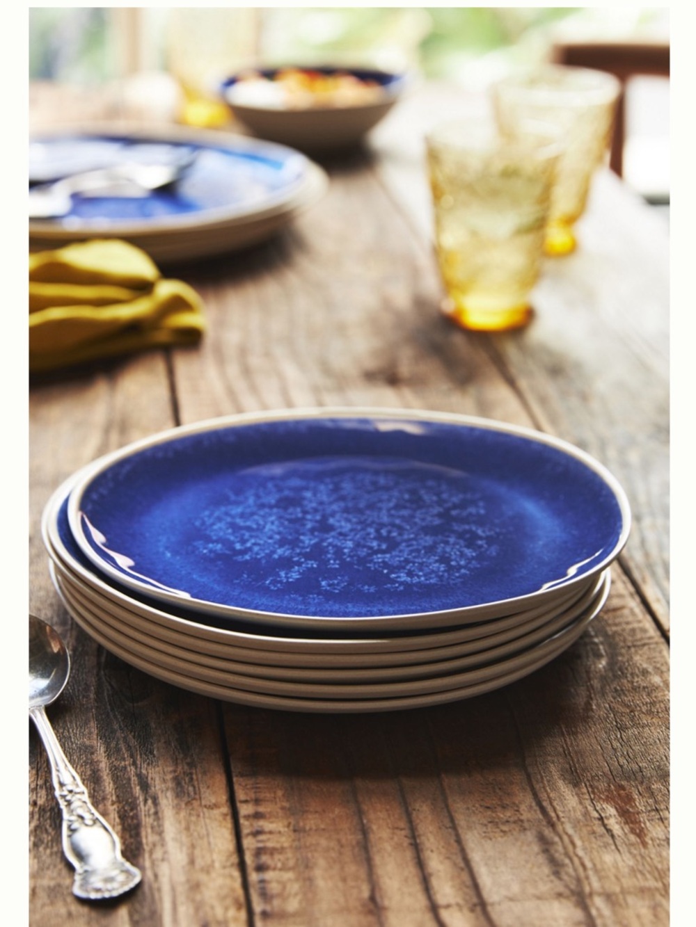 Anthropologie Dakota Melamine Dinner Plates, Set of 4 NEW SAPPHIRE BLUE